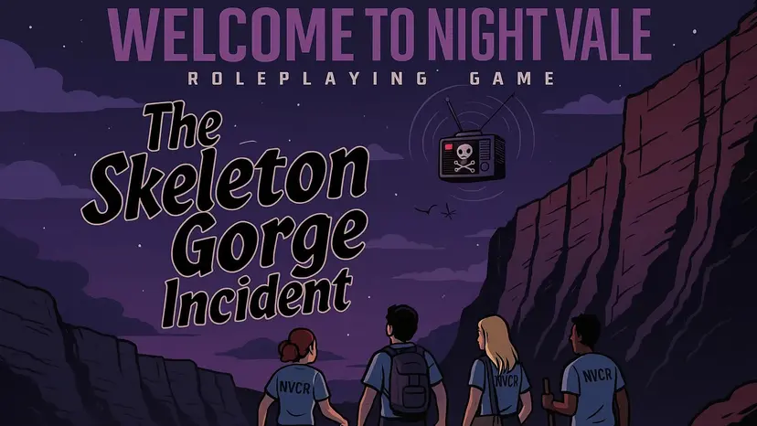 Stylized art of Skeleton Gorge under a desert sky